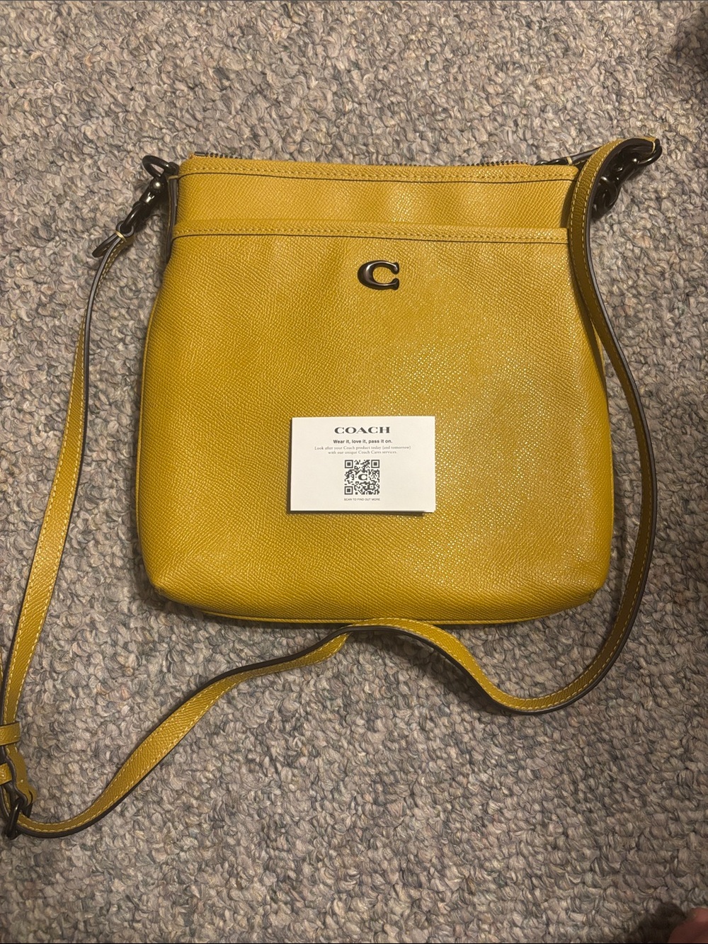 Coach Yellow Pebbled Leather Crossbody Bag